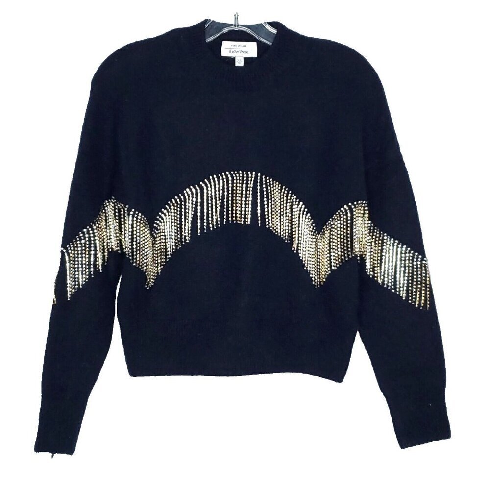 Elegant Black Sweater with Gold Accents